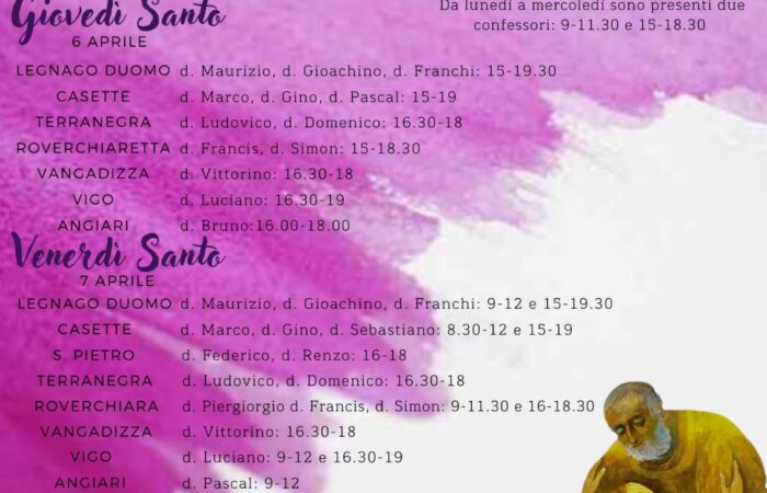 Confessioni per la settimana Santa IN CAMMINO VERSO LA PASQUA 2023
