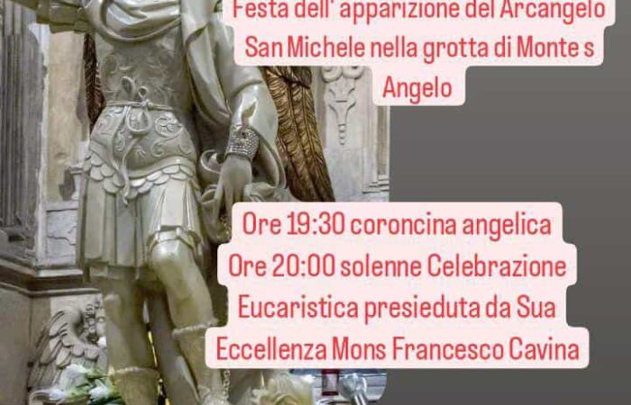 Parrocchia angiari  Mercoledì 8 maggio  Festa dell’apparizione del Arcangelo  San Michele nella grotta di Monte s Angelo