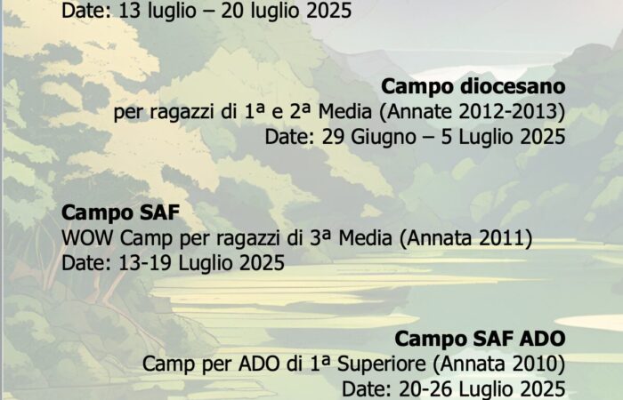 Campi Ragazzi e Giovani 2025