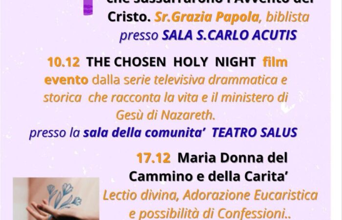 presso il DUOMO di Legnago tutti gli incontri sono alle ore 20.30 Avvento 2025