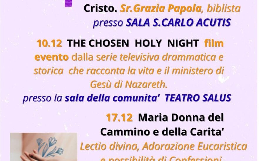 presso il DUOMO di Legnago tutti gli incontri sono alle ore 20.30 Avvento 2025