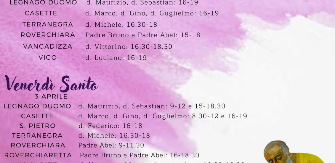 Confessioni per la Settimana Santa IN CAMMINO VERSO LA PASQUA 2026