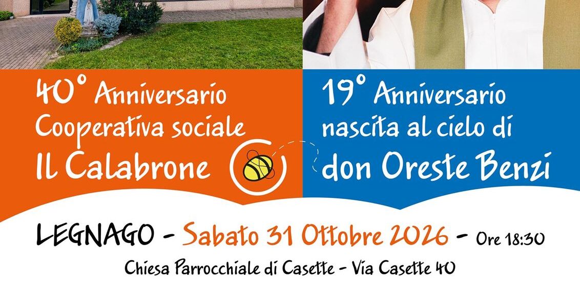 Doppia festa! 40° Anniversario Cooperativa sociale Il Calabrone e 19° Anniversario nascita al cielo di don Oreste Benzi  L